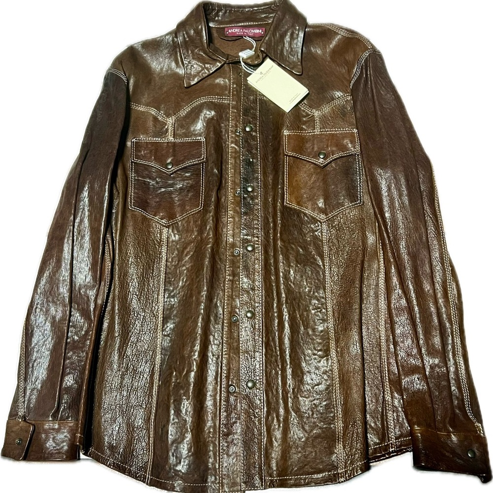 Andrea Palombini Collezioni Men’s Leather Jacket Size Large
